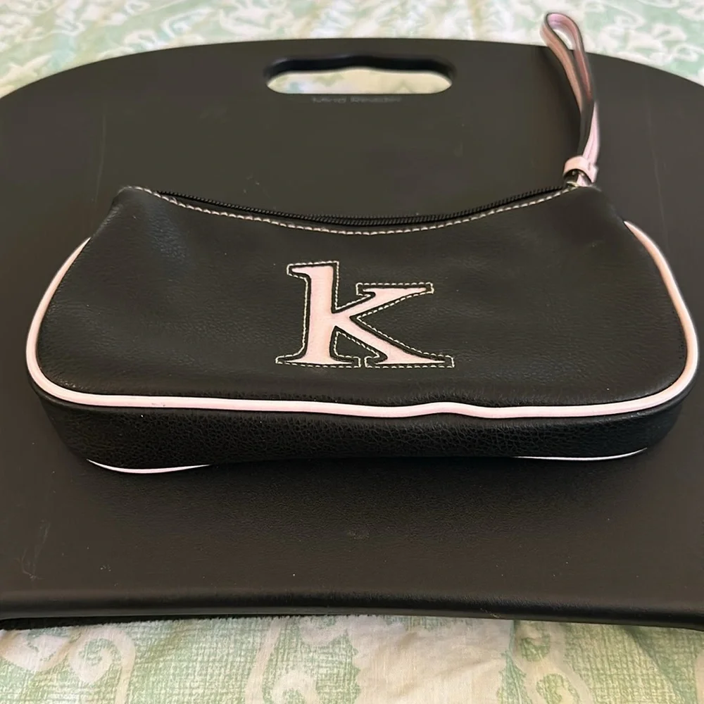 “K” initial black & pink wristlet, makeup, toiletry, cosmetic bag - Picture 8 of 8